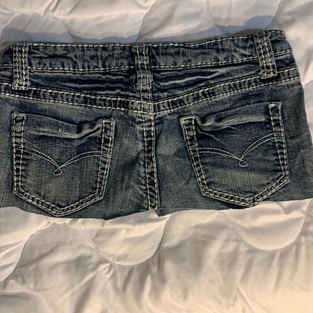 Blue Asphalt Mini Skirt Cutoffs